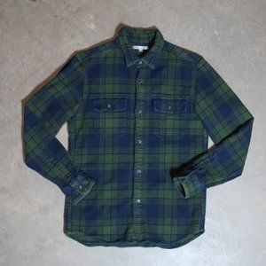 Uniqlo. Men's Small. Casual Button-Down. Green / Blue Thick Plaid.